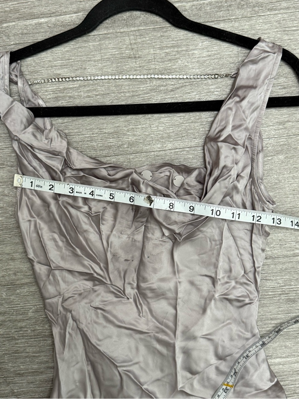 Guizio Cowl Slip Mini Dress Ice Grey Crystal Chain Open Back XS NWOT MSRP $288 - Picture 5 of 10